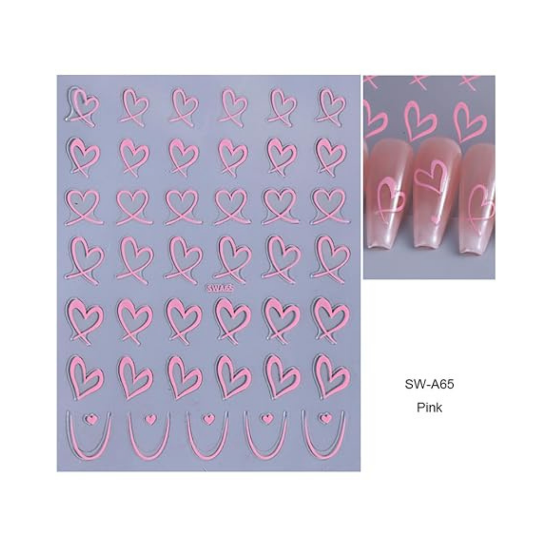 3D Nail Art Sticker - Heart Shape Pink