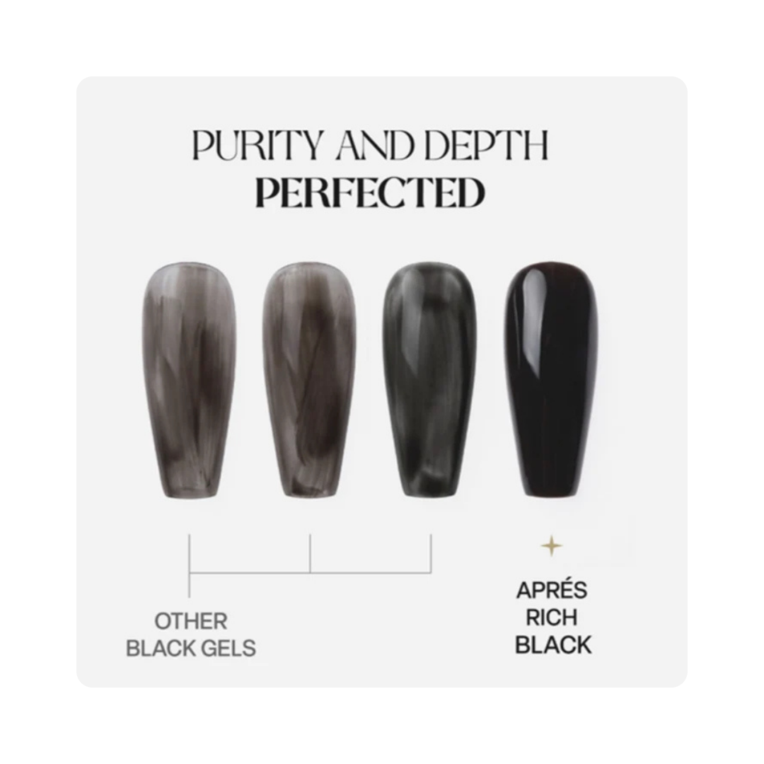 Apres Gel Couleur Rich Black 30mL - HEMA Free & TPO Free Gel Polish