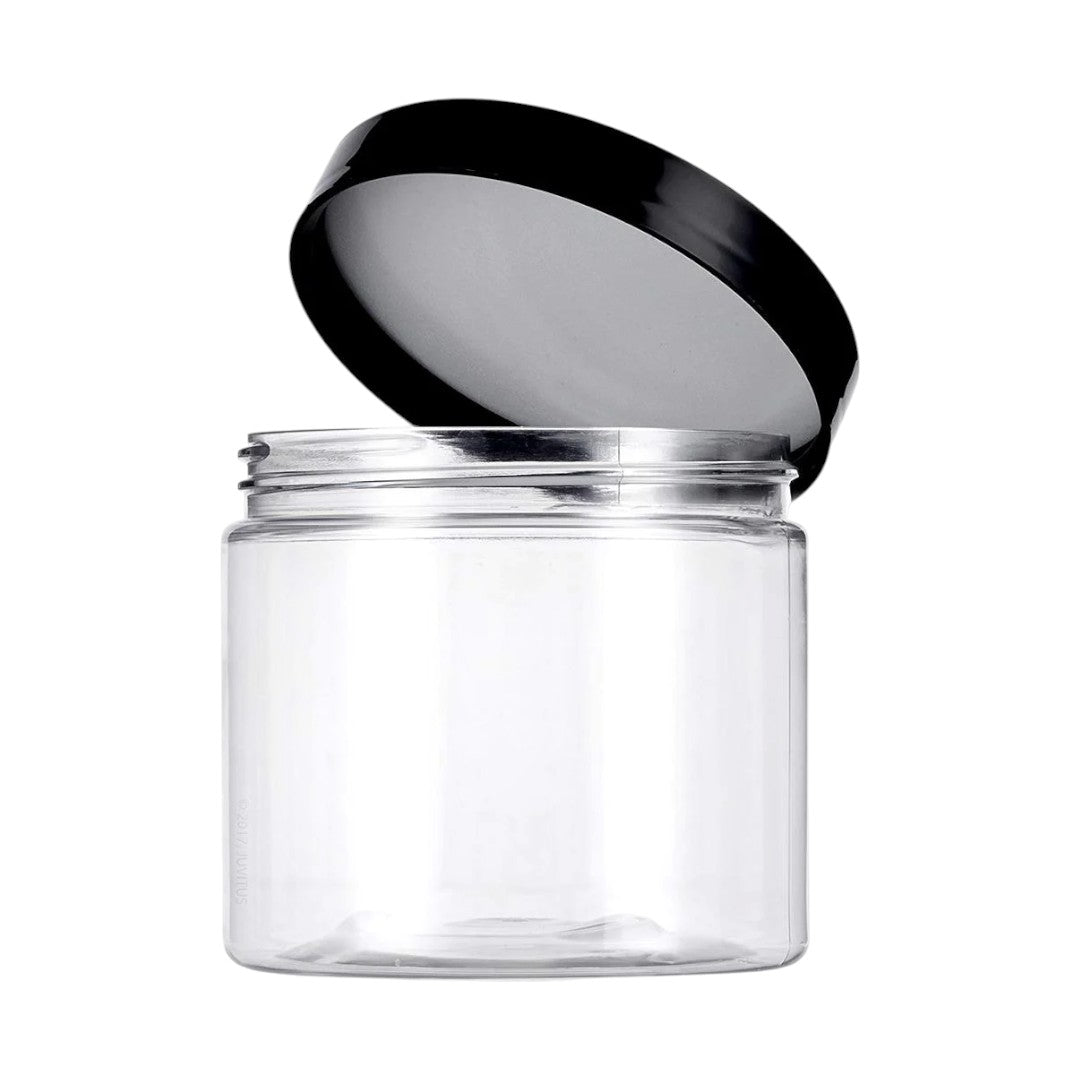 Empty Plastic Jar 2oz - Black Cap