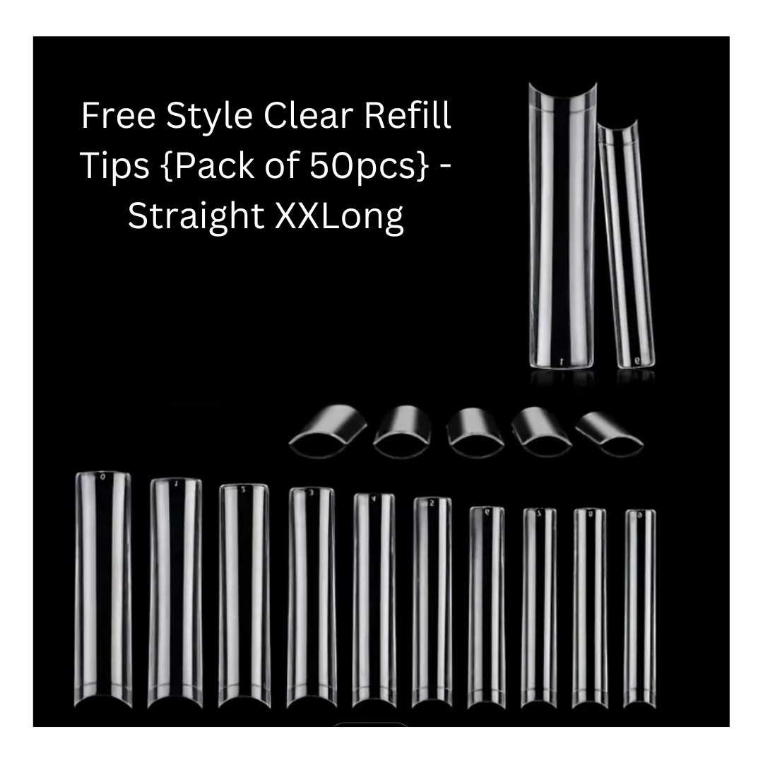 Free Style Clear Refill Tips {Pack of 50pcs} - Straight XXLong