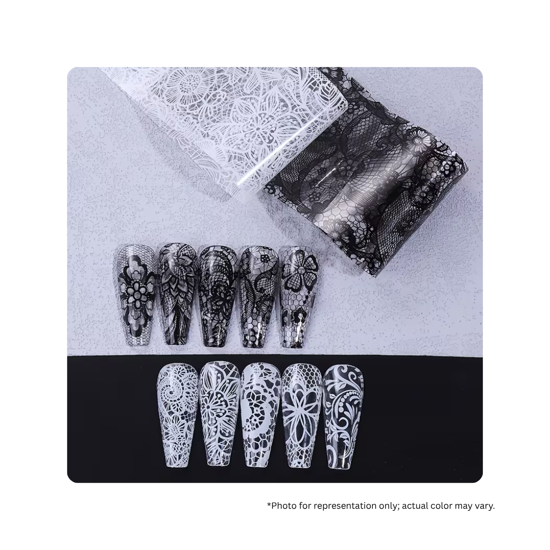Free Style Transfer Foil {Box of 10} - Black & White Lace #1