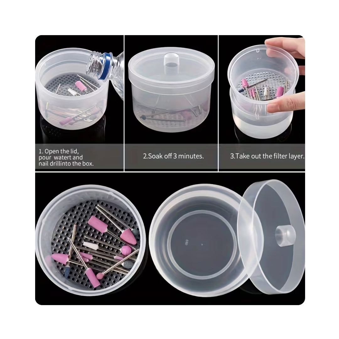 Nail Tool Sterilizing Container Round Clear