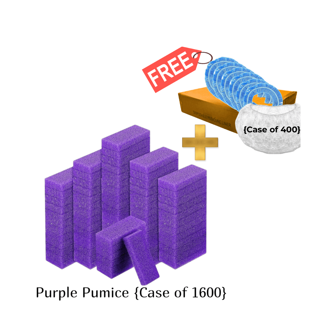 Purple pumice case of 1600 with a free bonus case of 400 nail pads - Nail Salon Supply Canada.