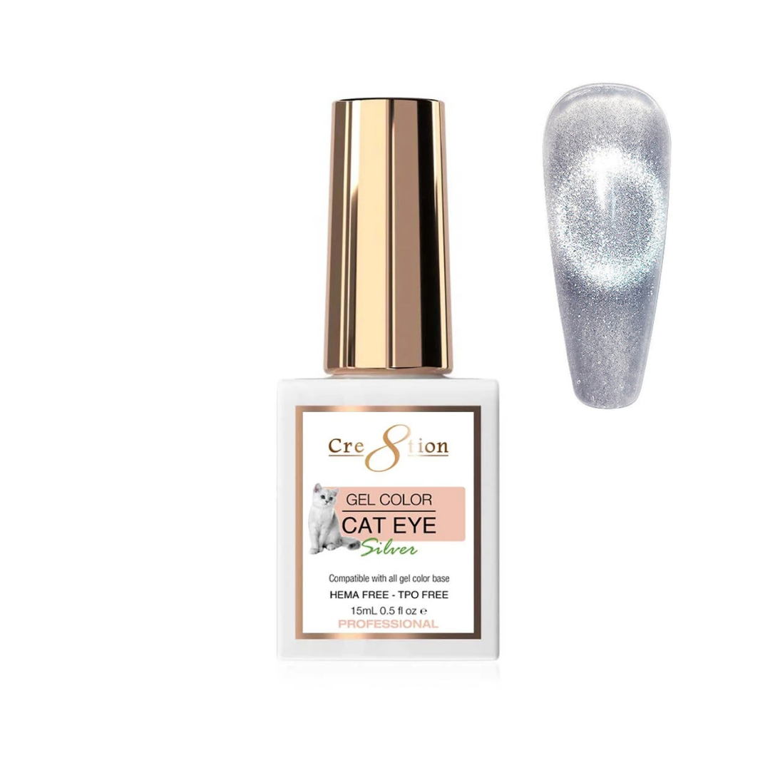 Cre8tion Cat Eye Silver - HEMA Free & TPO Free Gel Polish