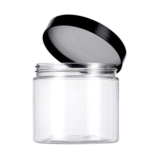Empty Plastic Jar 2oz - Black Cap