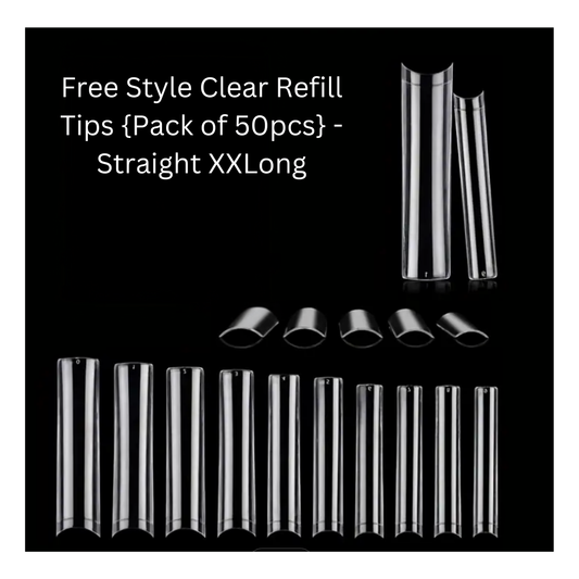 Free Style Clear Refill Tips {Pack of 50pcs} - Straight XXLong