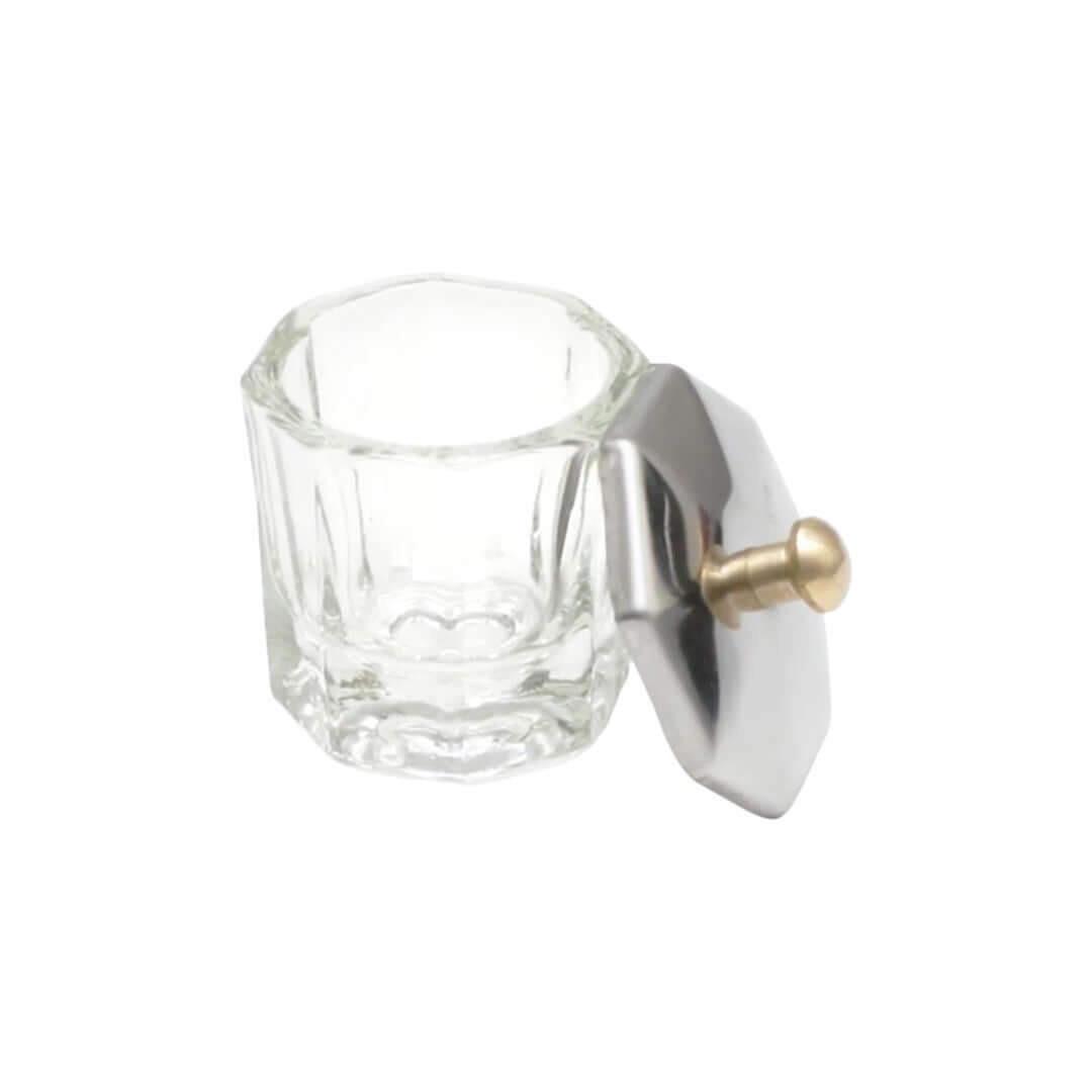 Glass Dappen Dish with Metal Lid