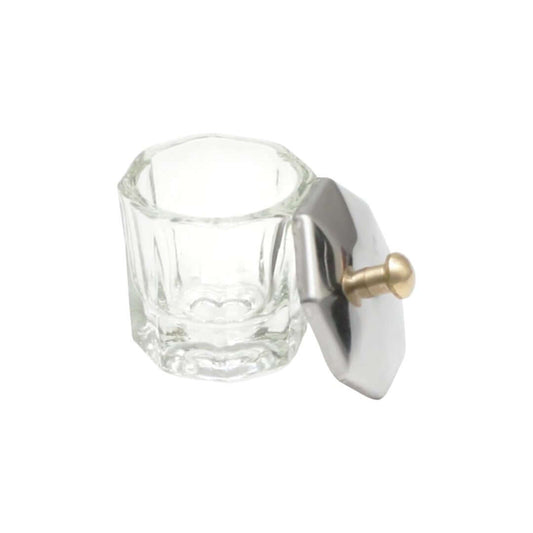 Glass Dappen Dish with Metal Lid