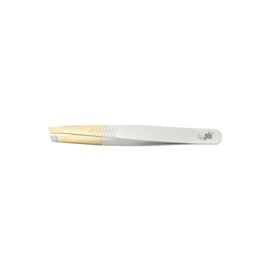 MBI-401-2 Eyebrow Tweezer Gold Slanted Tip Size 4″