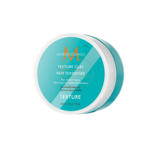 Moroccanoil Texture Clay container on a white background, Nail Mall Beauty Supply