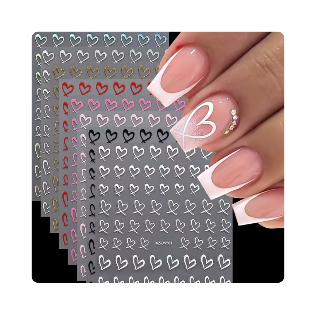 3D Nail Art Sticker - Heart Shape White