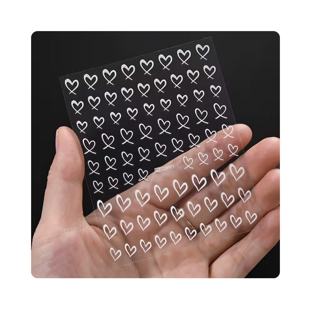 3D Nail Art Sticker - Heart Shape White