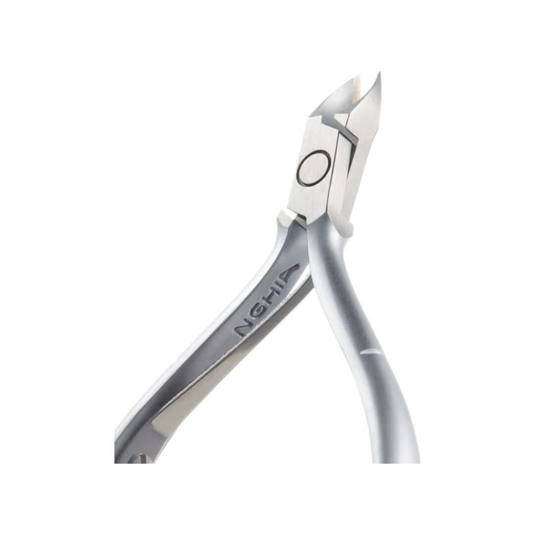 Nail clipper with 'Nghia' branding on a white background